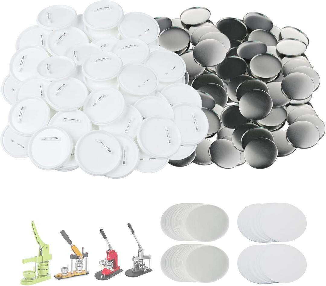 100 Sets 75mm/3 inch Button Supplies Button Parts for Buttons Maker Machine 75mm, Round Badge Blank Buttons Pins, Includes Plastic Pin Back Cover, Metal Cover, Clear Film&Blank Paper 100 Sets 75mm/3 inch Button Supplies Button Parts for Buttons Maker Machine 75mm, Round Badge Blank Buttons Pins, Includes Plastic Pin Back Cover, Metal Cover, Clear Film&Blank Paper