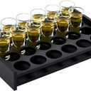peacoblue Shot Glasses Holder Tray 24 Shot Glass with Tray for Whiskey, Tequila, Soju, Rustic Wooden Glasses Shot Tray Organizer Display Stand for Party, Bars & Home Entertaining(Not Include Wine Cup)