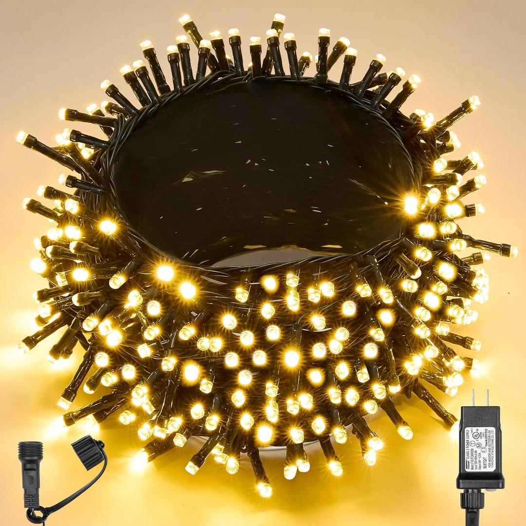 WBao Long Warm White Christmas Lights Indoor Outdoor 500LED 174ft, Super Bright LED Christmas String Lights with UL Certified, 8 Light Modes, Timer, Memory & Waterproof for Trees, Patio, Party Decor