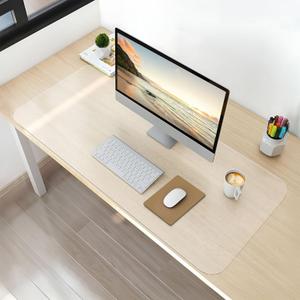 NATRKE Clear Desk Mat Pad, 31.5"x15.7" Large Transparent Computer Desk Mat Plastic Desktop Protector, PVC Writing Pad Round Edge, Waterproof Wipeable Non-Slip Table Protector for Home Office, Frosted