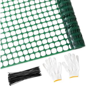 PotatoLife Plastic Mesh Fence Safety Fence, 4'x100' Roll with 100 Zip Ties, Resuable Temporary Netting for Garden Fencing, Construction, Snow Fencing, Animal Barrier, Poultry, Deer, Patio, Green