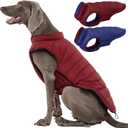 QBLEEV Reversible Dog Jacket for Large Dogs, Waterproof Windproof Winter Coat with Adjustable Hook & Loop Design, Lightweight Puffer Vest Keeps Dogs Warm & Dry, Red, XL Fits Pitbull, Boxer