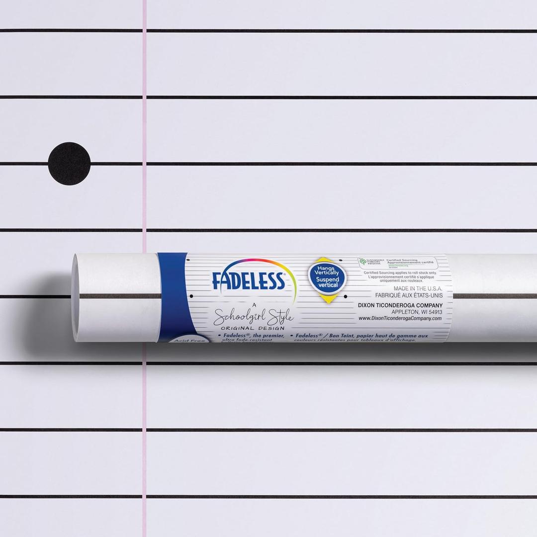 Fadeless Schoolgirl Style Bulletin Board Paper, Passing Notes, 47.25" x 25', 1 Roll, 47" x 300"