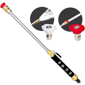 Jet Nozzle for Garden Hose Power Washer Wand Hydro Jet High Pressure Washer Tools with 2 Different Nozzles and Hose Quick Connectors 2-in-1 Hydro Jet Nozzle for Car Washing, and Versatile Cleaning