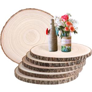 6 Pcs 12-14 Inches Wood Slices for Centerpieces Large Wood Rounds,Wooden Centerpieces for Tables,Round Wooden Discs for DIY Craft,Baby Shower,Wedding,Christmas,Table Decor