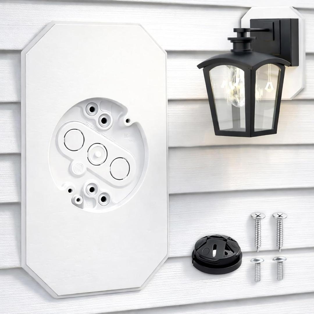 Vinyl Siding Mounting Blocks, Siding Mounting Plate for 1/2 inch Lap Double and 4 inch Siding, Outdoor Light Mounting Block with Built-in Electrical Box, Siding Mounting Kit - White