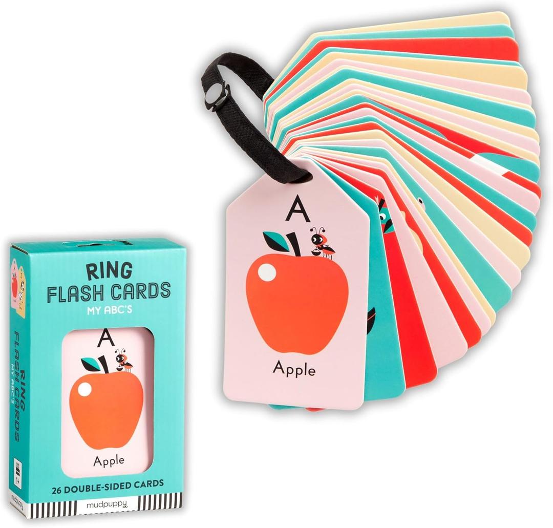 Mudpuppy My ABC's  Ring Flashcards 26 Durable Double Sided Alphabet Cards And Reclosable Ring With Colorful Art For Kids Ages 3+ Perfect For Preschool Or Travel For Teachers And Parents