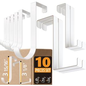 3 x 4smile Over the Door Hooks 6+2+2 Cruise Must Haves Set, White - Coat Hanger 6 pcs fits 1 3/8" + Towel Holder 2 pcs fits up to 1 3/4" + Cabinet Hooks 2 pcs with Anti-Scratch & Non-Slip Pads