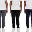 Hind Boys Sweatpants 3 Pack Jogger Pants for Kids in Fleece and Tricot (10-12, Black Charcoal Eclipse)