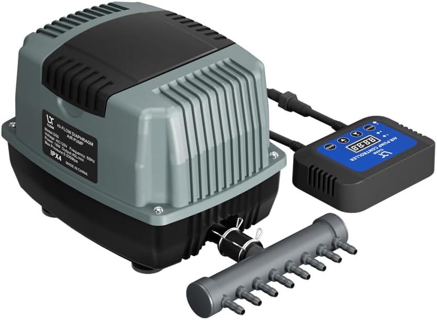 High-Flow Diaphragm Air Pump, 18W Hydroponic Air Pump with 40 L/min, 0.035Mpa Aquarium Air Pumps with Adjustable Controller, Pond Air Pump for Aquarium, Fish Farm, Seafood Restaurant Air Pump