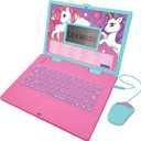 LEXiBOOK - Unicorn Educational and Bilingual Laptop Spanish/English - Toy for Children with 124 Activities to Learn Mathematics, Dactylography, Logic, Clock Reading, Play Games and Music - JC598UNIi2