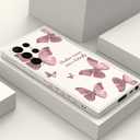 for Samsung Galaxy S22 Ultra Case, Fashionable Flowers Designs Soft Silicone Drop Protective Fingerprint for Samsung S22 Ultra Phone Cover, Butterfly Rice White