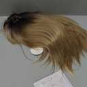 RENERSHOW Short Ombre Blonde Wig with Bangs Layered Straight Bob Synthetic Wigs for Women Mixed Blond Wig with Dark Roots Natural Looking Daily Party Wig(14inch)