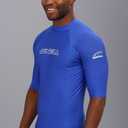 O'Neill Mens Basic Skins Short Sleeve Rashguard, UPF 50+ Sun and Rash Protection for Surfing and All Outdoor Activities Blue, L