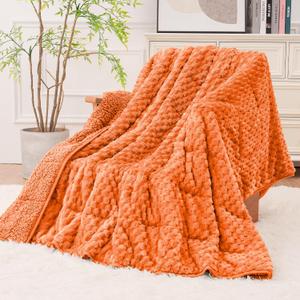 Super Fuzzy Soft Fleece Sherpa Weighted Blanket 20 lbs for Adults, 3D Imitation Turtle Shell Luxury Weighted Throw for Better Sleep, Dual Sided Cozy Heavy Blankets for Couch Bed, Orange, 60" x 80"