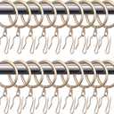 Hotop 60 Pieces 1.65 Inch Metal Drapery Curtain Rings Curtain Hanging Rings and 60 Pieces Metal Curtain Drapery Pin Hooks for Window Door Shower Curtain (Champagne Gold)