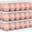 Clear Covered Egg Holder 3-Pack, Plastic Egg Storage for Refrigerator, Egg Tray Container with Lid, Fits 18 Eggs