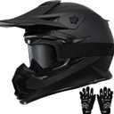 TRIANGLE Adult Dirt Bike Helmet Full Face Motorcycle Helmets with Adjustable Goggles & Gloves - DOT/FMVSS-218 Certified Motocross Helmet for Off-Road ATV BMX UTV. Large