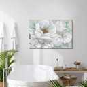 SEVEN WALL ARTS White Flower Canvas Wall Art Modern Blossom Floral Painting Large Abstract Pictures Landscape Print Framed Artwork for Living Room Bedroom Office Home Decor 36"x 24"
