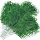 Jexine 150 Pcs Easter Palm Leaves for Palm Sunday Artificial Fake Branches Tree Stems Large Faux Greenery Plants Fronds for Church Holy Week Hawaiian Jungle Wedding Party Decoration (18.9 x 7)