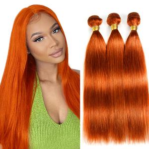 Ginger Straight Bundles Human Hair 12 14 16 Inch Color 350 Bunldes Double Weft Burnt Orange Straight Bundle Shiny And Silky For Women