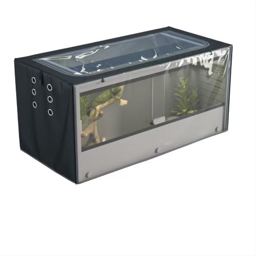 Reptile Enclosure Cover, Reptile Container Insulation Cover, with Ventilation Holes and Fleece Insulation Layer, Black (Cover only)