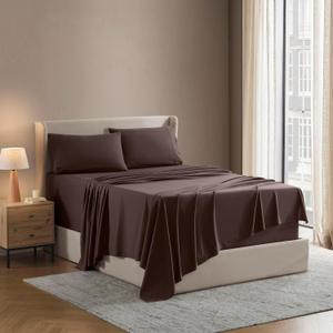 Nestl California King Sheet Set - 1800 Ultra-Soft Microfiber Cal King Bed Sheets - Double Brushed - Deep Pockets - Easy Fit - 4 Piece Set - Bed Sheets (California King, Chocolate Brown)