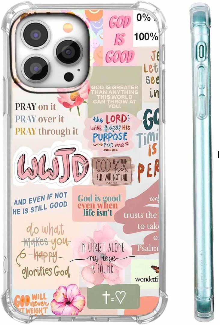 Case for iPhone 15 Pro Max with Christian Design,Jesus Bible Verse Collage Pattern for Men Women,Clear Slim Soft TPU Bumper Case,6.7(Christian,15pm)