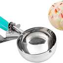 Restaurantware Met Lux 6 Ounce Portion Scoop 1 Durable Disher Scoop - Thumb Trigger Teal Stainless Steel Ice Cream Disher For Portion Control For Ice Cream Mashed Potato And Cookie Dough (#5 (6 oz))