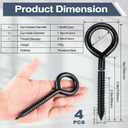 DELSWIN Eye Hooks Screw Eye Bolt - 800Lbs, 6 Inch Heavy Duty Eye Hooks, Rustproof Self Tapping Eye Bolts Eyelet Screw for Indoor & Outdoor, Hammock, Swing, Securing Cables Wire (4 Pack)