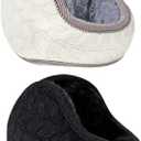 WRITWAA 2pcs Ear Muffs: Winter Earmuffs Unisex Warm Knit Furry Ear Warmers Foldable Covers For Women Men Cold Weather Outdoor Activities, Black and Grey