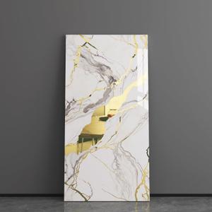 Haimin Wall Panels Peel and Stick 10 Pieces 23.6x11.8in (19.4 Sq. Ft. Coverage) Lightweight Backsplash Marble Look Tile (not Real Marble) Ideal for Kitchen Bathrooms Living Rooms Bedrooms (White Gold-03)