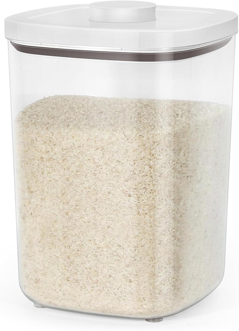 TBMax Large Flour Storage Container 10.56 Qt, 20 Lbs Rice Container with Pop Up Lid & Measuring Scoop for Flour, Cereal, Dry Food Storage and Kitchen Pantry Organization