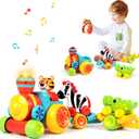 Marstone Toys for 1 Year Old Boy Birthday Gifts: Animal Train Set for Toddlers 1-2, Educational Learning Forest-Themed Push Car Baby Girl Toy 6-12 Months 12-18 Months for Motor Skills