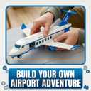 City Passenger Airplane Building Blocks Set with Plane,Airport, Terminal and Trailer Creative Building Model Toy Gift for Adults Aviation Lovers Idea