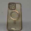  Magnetic Clear for iPhone 16 Pro Case with Camera Lens Protector [Compatible with MagSafe] Luxury Plating Edge Slim Soft TPU Cover Protective Phone Case for iPhone 16 Pro 6.3", Gold