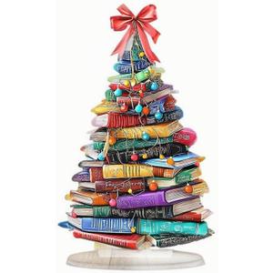 Christmas Tree Desktop Decoration, Book-Shaped Acrylic Ornament, Colorful Holiday Dcor for Tabletop, Sturdy and Festive, for Book Lovers (B)