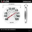 Taylor Extra Large Metal Wall Indoor Outdoor Thermometer, Easy to Read Numbers for Patio, Pool, and Indoor Areas, 18 inch, White