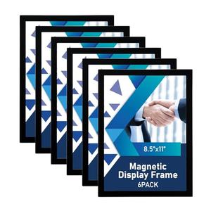 AceShow Magnetic Sign Holder - 8.5×11" Wall Mounted Self-Adhesive Magnetic Paper Holder,Transparent Wall Display Frame with Black Edge,Suitable for Office, Store, Mall, Home (6pack)