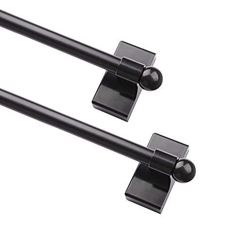 Multi functional hanging pole，Magnetic Curtain Rods for Metal Doors，No tools required,Multi-Use Adjustable Appliance for Windows Iron Steel Places，16-28 Inch，2 Pack,Black