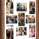 17x17 Picture Frame Display 9 opening 4X6 Picture Frame Collage,Multi Photo Frame with Mat,Plexiglass,Wall Mount Decor,Carbonized Brown Wood Grain
