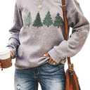 Ykomow Snowman Wine Cheers Sweatshirts Women Long Sleeve Christmas Graphic Tees Funny Xmas Tops (Gray, M)