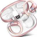 Wireless Earbuds, 75Hrs Bluetooth 5.4 Headphones Sport, Bluetooth Earbuds with ENC Noise Canceling Mic, Bass Stereo Wireless Earphones IP7 Waterproof Over Ear Buds with Earhooks for Running, Rose Gold (Deep Pink)