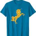 Kids Gold Unicorn Gift T-Shirt - Girls Shirt T-Shirt (Blue, S)