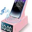 Christmas/Birthday Gifts for Women - Bluetooth Speaker with Clock, Alarm Clock Bluetooth Speaker Stocking Stuffers Desk Accessories for HerBlush Pink