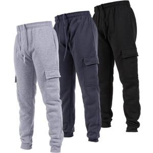 Ultra Performance 3 Pack Mens Sweatpants, Fleece Cargo Joggers for Men with Pockets (Medium, Charcoal / H. Grey / Black)