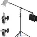NEEWER Air Cushioned Aluminum Light Stand, 9.8ft/3m Adjustable Photography Stand with Boom Arm, Counterweight, Sandbag, 1/4" Screw for Softbox, Studio Flash, Umbrella, Ring Light, Max Load 5kg