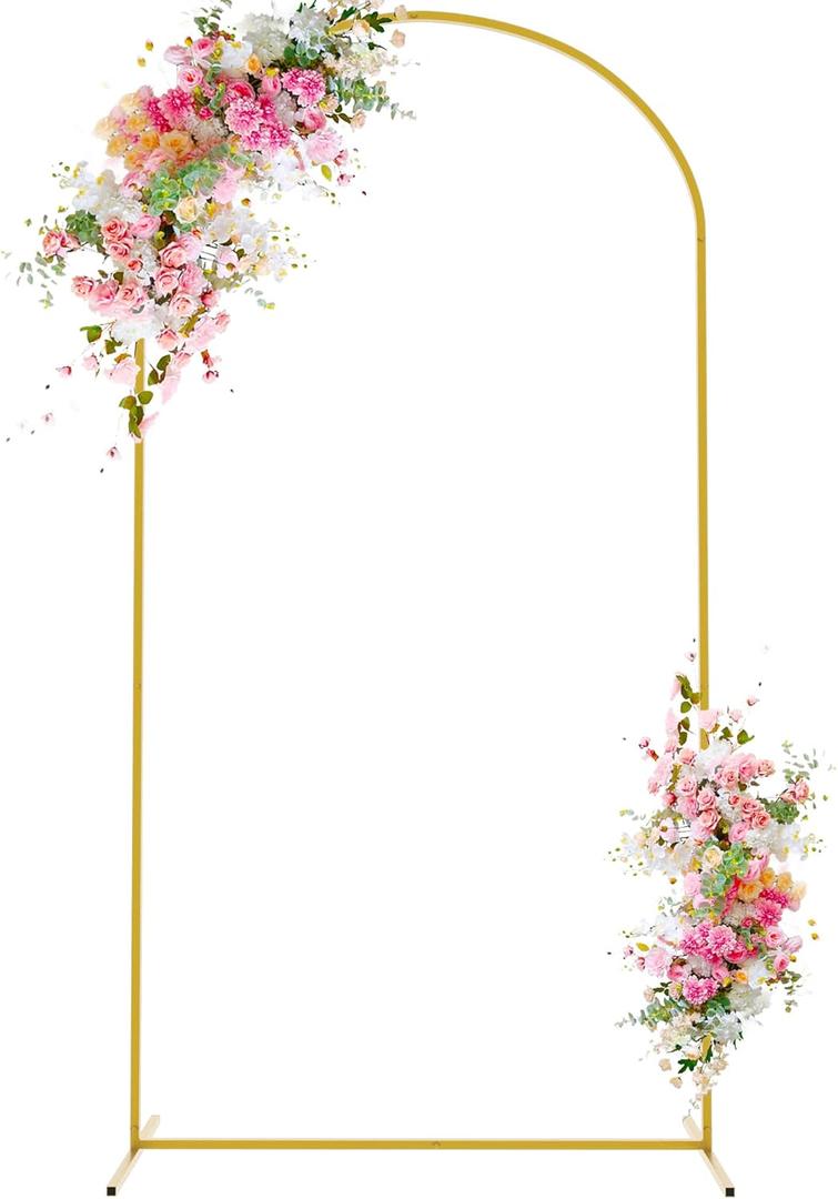 Wokceer 6.6 FT Wedding Arch Backdrop Stand Gold Metal Chiara Backdrop Stand for Wedding Ceremony Birthday Party Bridal Baby Shower Photo Booth Garden Floral Balloon Arch Decoration (6.6 x 3.3 FT (HxW))
