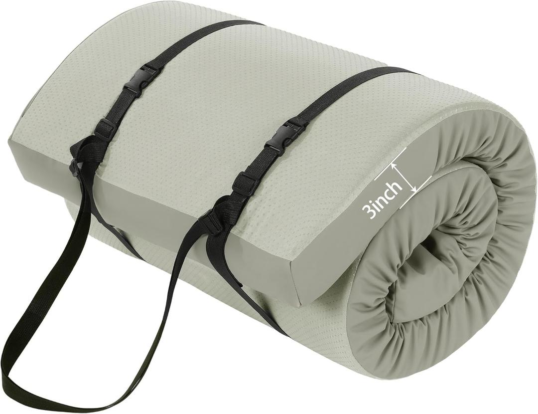 MABOZOO 3 Inch Thick Yoga Mat, Extra Thick Gymnastics Mat With Carrying Handles for Men Women, PU Leather Anti-Tear Fitness Foam Exercise Mat for Yoga, Pilates, Stretching (Gray)