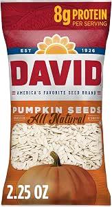 DAVID All Natural Pumpkin Seeds, 2.25 oz. (Pack of 12) Best Before Mar. 19, 2027